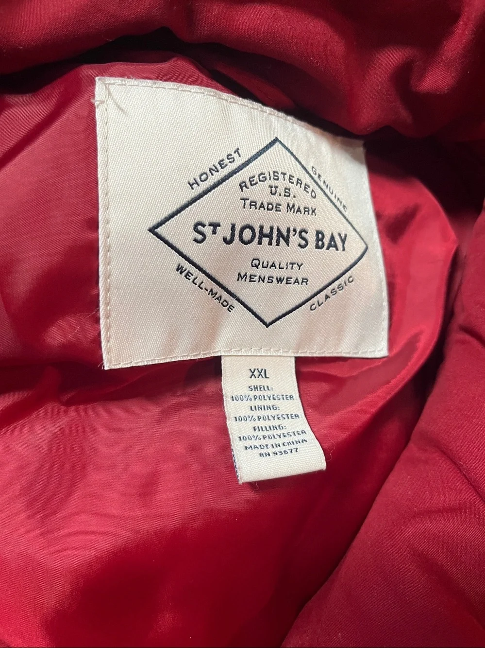 St. John’s Bay XXL burgundy puffer vest 3074.